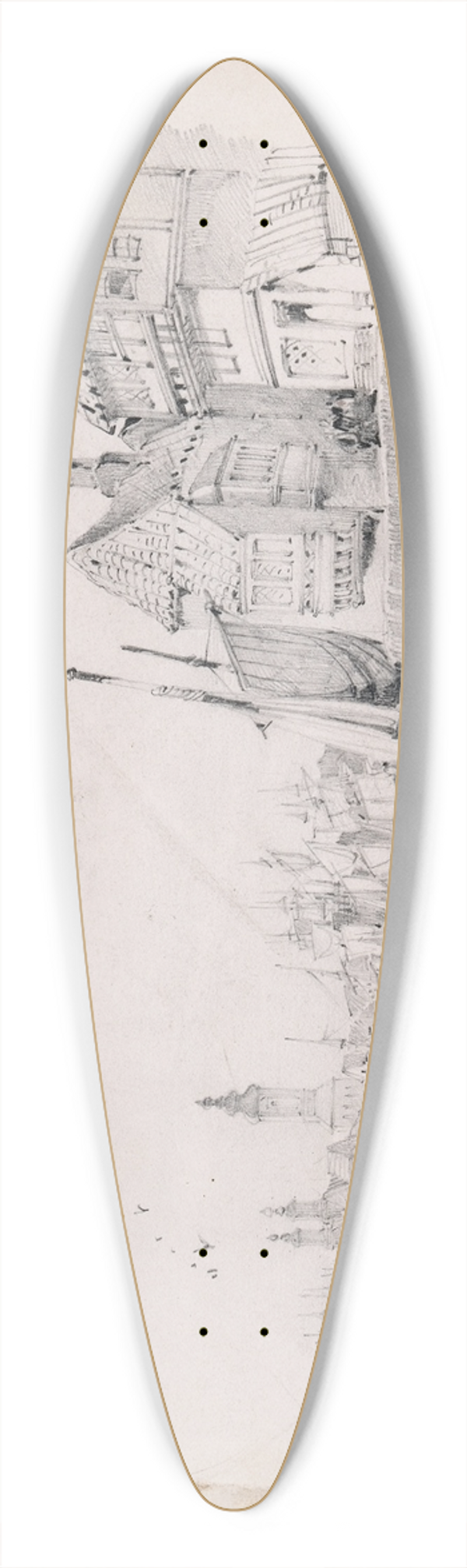 Jeremiah Hodges Mulcahy - A Flemish Port 39.3 inch art pintail longboard deck