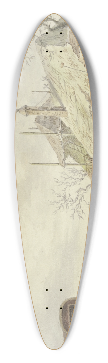 J. H. Van Loon - Winterlandschaft, an einem Bauernhof hauen Schiffer das Eis auf, links eine Kutsche 39.3 inch art pintail longboard deck
