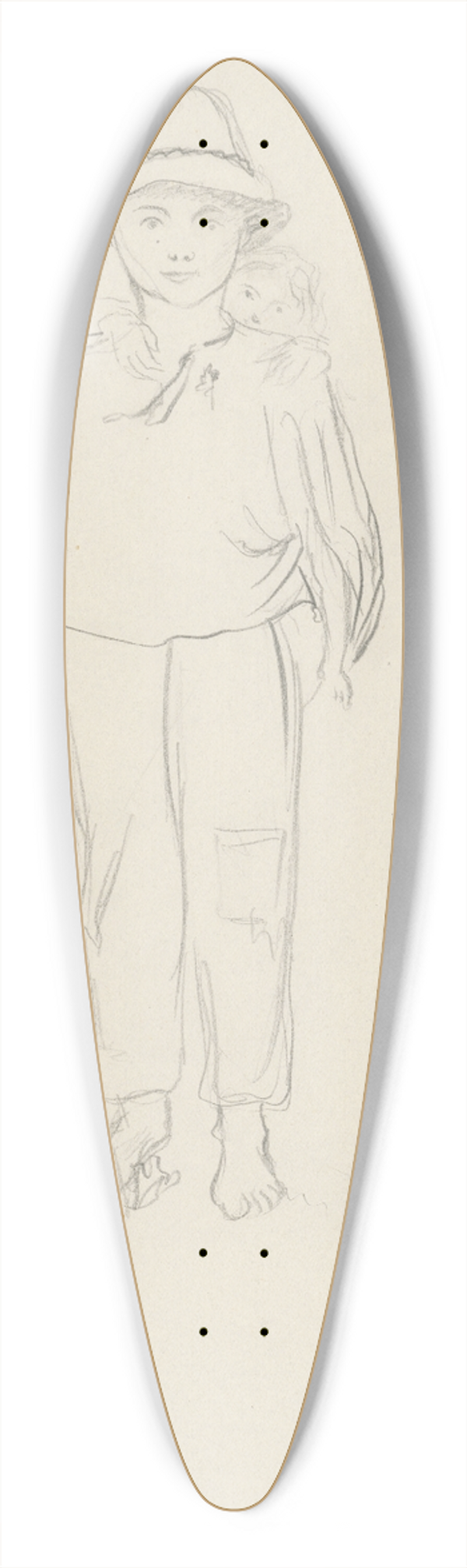 Jn Novk - Figurlna tdia (chlapek nesci diea) 39.3 inch art pintail longboard deck