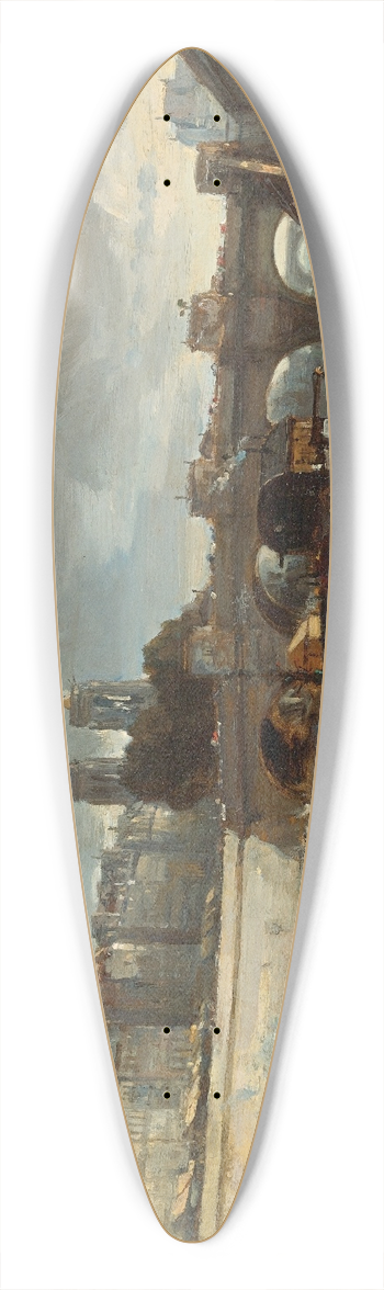 Johan Barthold Jongkind - Bateau-Lavoir Prs Du Pont-Neuf, Paris 39.3 inch art pintail longboard deck