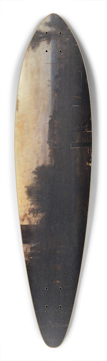 Johan Barthold Jongkind - Clair de lune  Overschie (environs de Rotterdam) 39.3 inch art pintail longboard deck