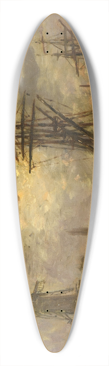 Johan Barthold Jongkind - Les moulins de Rotterdam 39.3 inch art pintail longboard deck