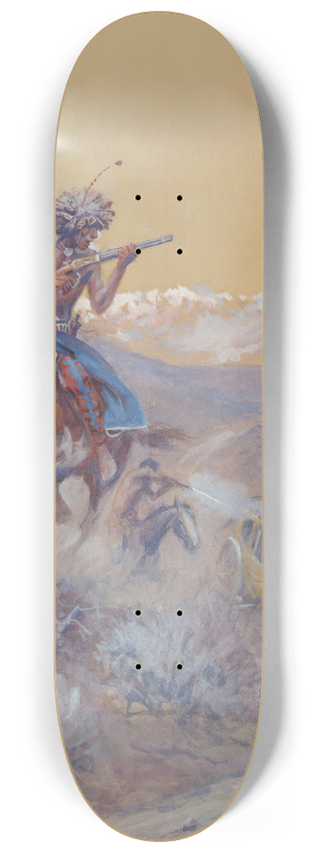 Charles Marion Russell - The Stage Ahead of Us Had Been Attacked By Indians And Burned (Indian Attack) 8.25 inch art skate deck