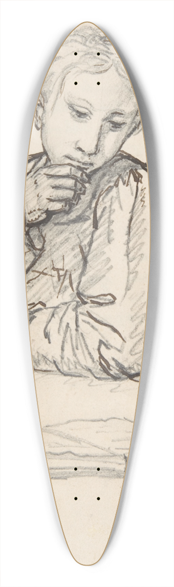 Johan Christian Dahl - Portrait of Eline Marie Heger as a Child, Leaning on a Table, Looking at a Book 39.3 inch art pintail longboard deck