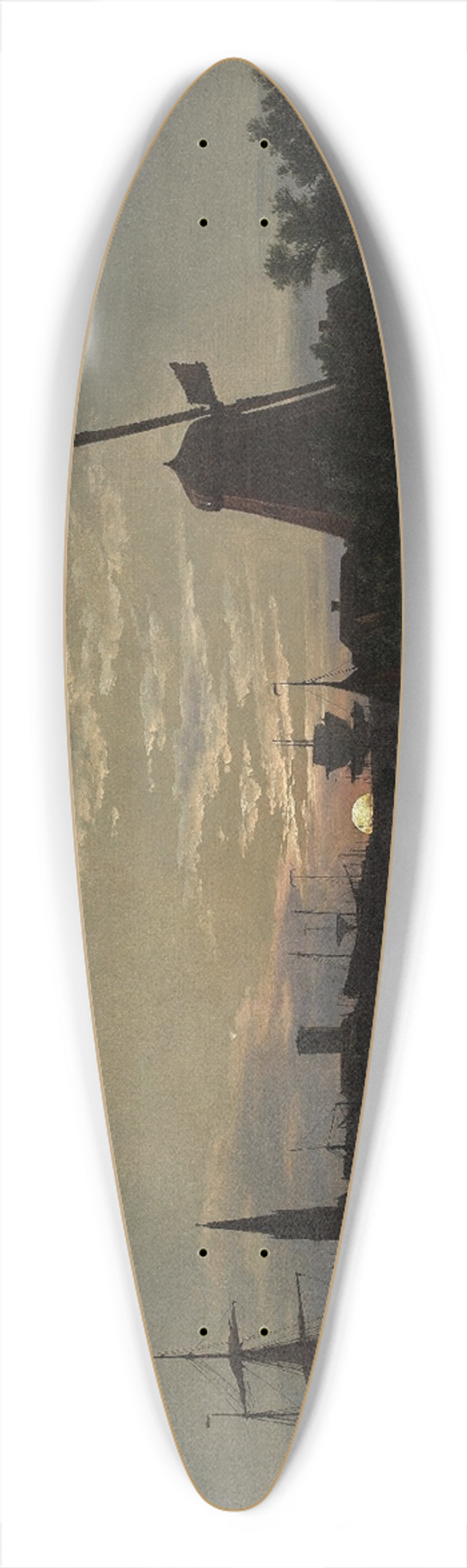 Johan Christian Dahl - Swinoujscie in the moonlight 39.3 inch art pintail longboard deck