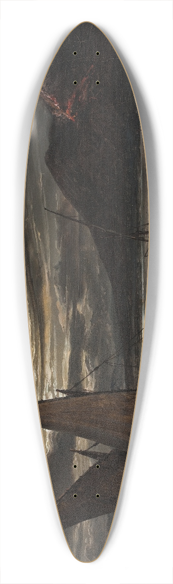 Johan Christian Dahl - Vesuvius In Eruption. Moonlight 39.3 inch art pintail longboard deck