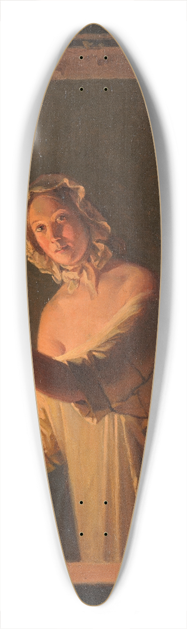 Johan Gustaf Sandberg - Girl by candlelight 39.3 inch art pintail longboard deck