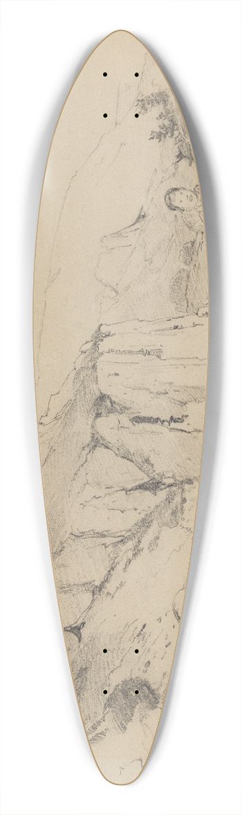 Johann Baptist Kirner - Landschaftsstudie; Blick auf Felsen und einen Jungen im Vordergrund 39.3 inch art pintail longboard deck