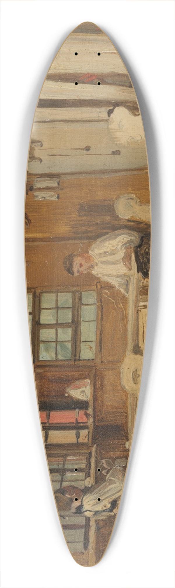 Johann Baptist Kirner - Schwarzwlder Bauernstube mit einer strickenden Buerin und einem lesendem Bauern 39.3 inch art pintail longboard deck