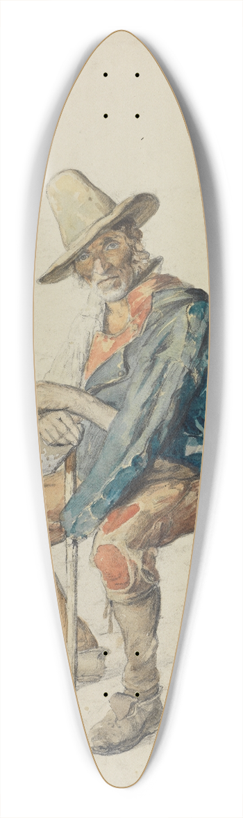 Johann Baptist Kirner - Sitzender lterer Italiener, beide Hnde auf einen Stock gesttzt, nach links gewendet 39.3 inch art pintail longboard deck