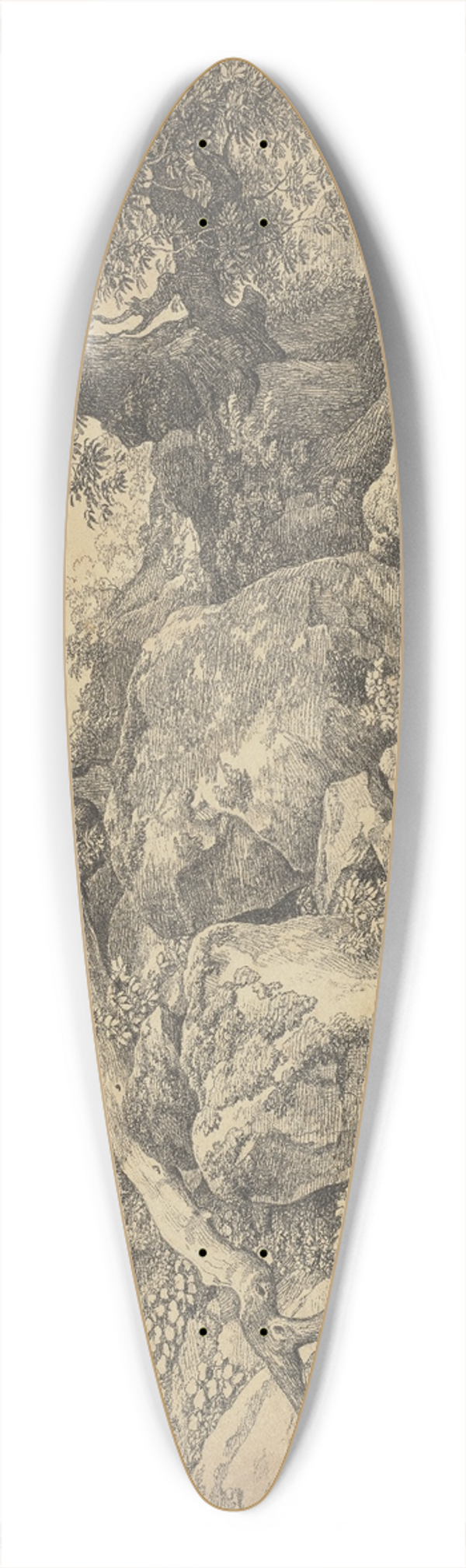 Johann Christian Reinhart - Abhang mit Felsblcken und lbumen im Park der Prinzen Chigi zu Ariccia 39.3 inch art pintail longboard deck