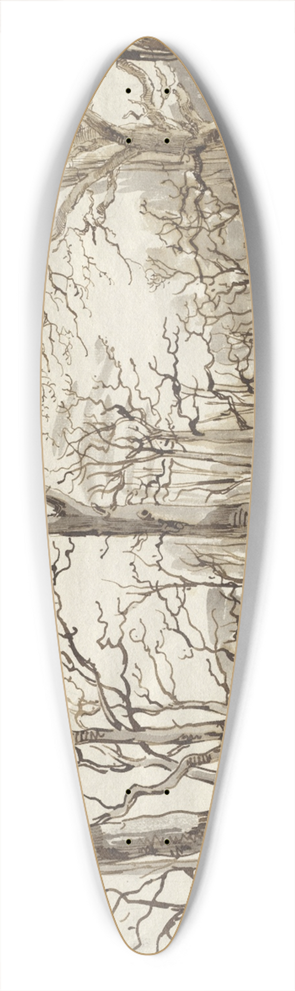 Johann Christian Reinhart - A Woodland Path in Rosenthal in Winter 39.3 inch art pintail longboard deck