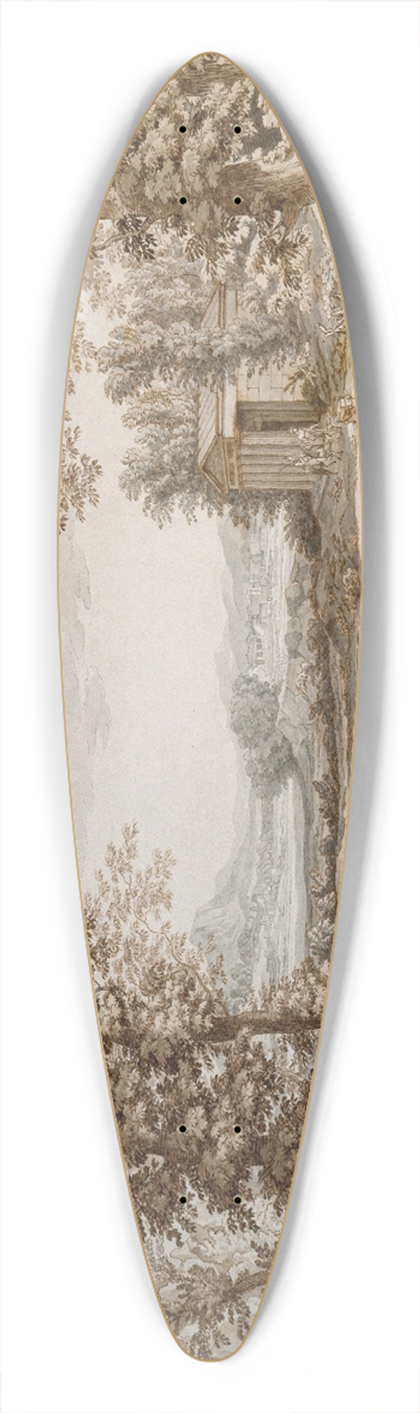 Johann Christian Reinhart - Heroic landscape 39.3 inch art pintail longboard deck