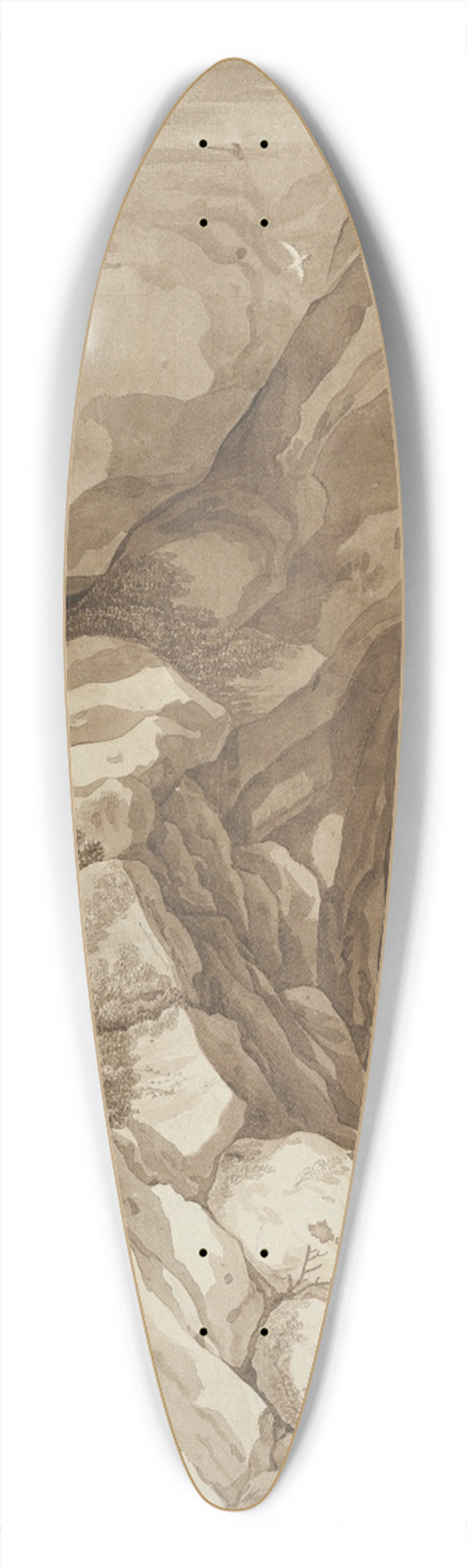 Johann Christian Reinhart - Rocky Landscape with Hunters 39.3 inch art pintail longboard deck