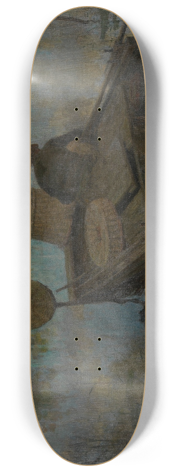 Charles Mertens - Fisherman in the Moonlight 8.25 inch art skate deck