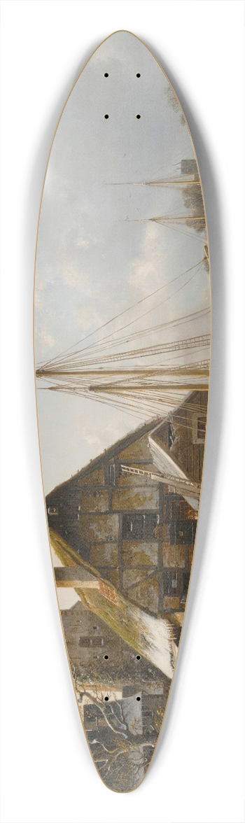 Johannes Bertholomus Duntze - Winter On The Rhine 39.3 inch art pintail longboard deck
