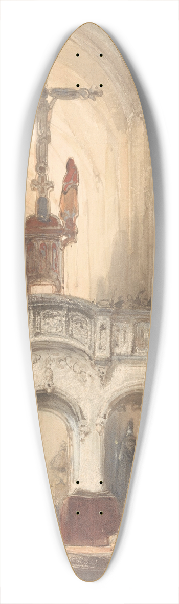 Johannes Bosboom - Kerkinterieur met mis 39.3 inch art pintail longboard deck