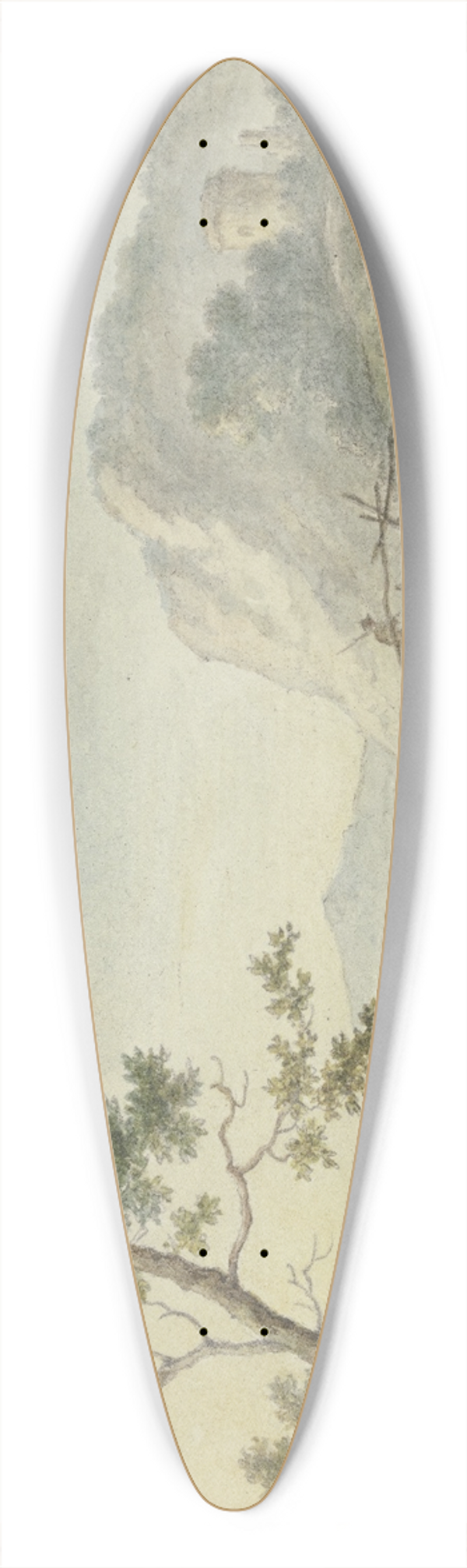 Johannes Christiaan Janson - ber eine steinerne Brcke geht ein Mann, auf dem Weg ein Bauer mit einer Kuh und Schafen 39.3 inch art pintail longboard deck