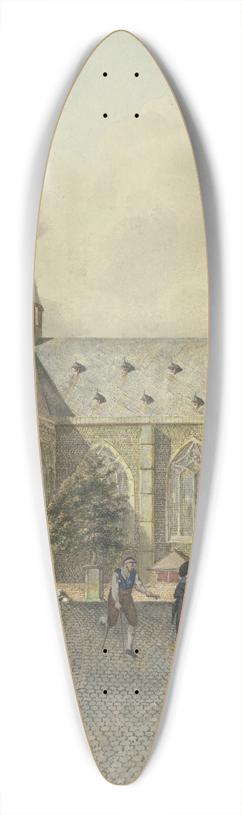 Johannes Huibert Prins - Kirche bei einer Brcke, ein lahmer Bettler bei einer Dame 39.3 inch art pintail longboard deck