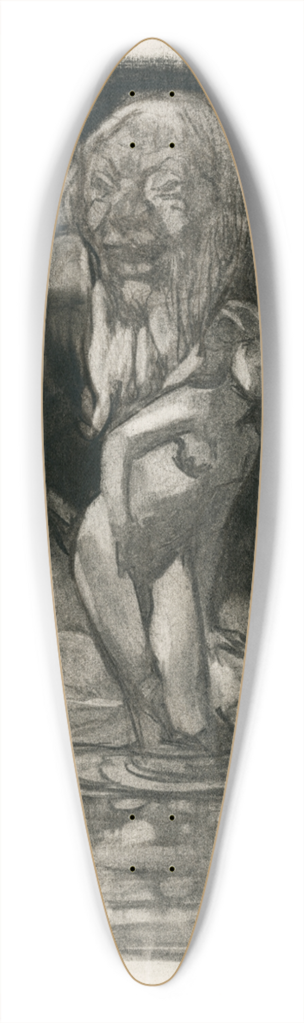 Johannes Josephus Aarts - Badende vrouw met reus 39.3 inch art pintail longboard deck