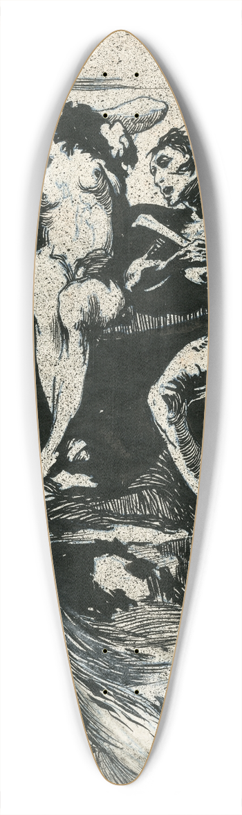 Johannes Josephus Aarts - Naakte man, musicerend, luisterende vrouw, vogels 39.3 inch art pintail longboard deck