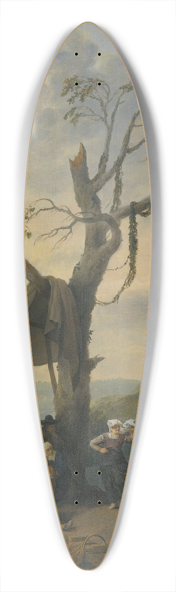 Johannes Lingelbach - Peasants Dancing The Tarantella Outside An Inn In A Hilly Italianate Landscape 39.3 inch art pintail longboard deck
