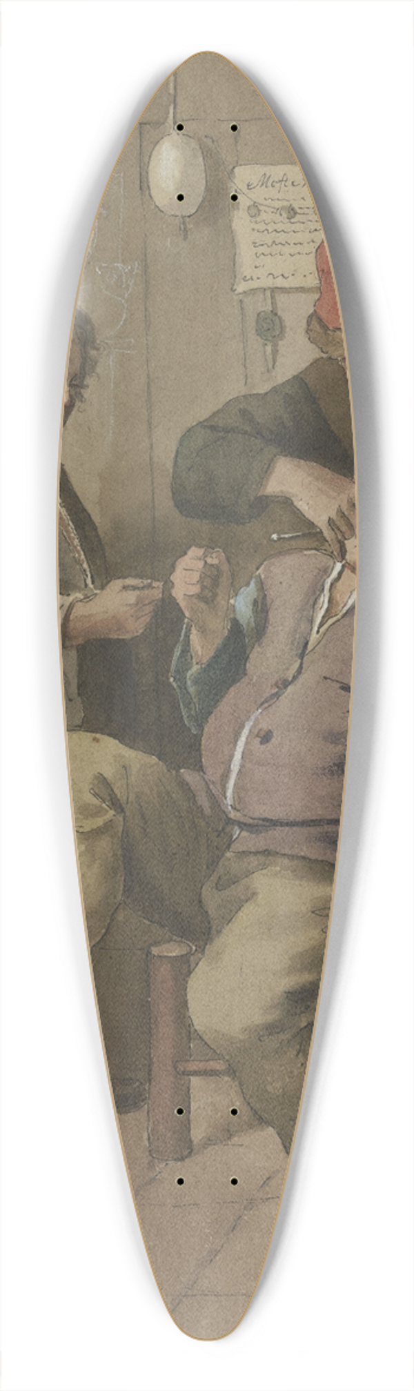 Johannes Pieter De Frey - The village dentist 39.3 inch art pintail longboard deck