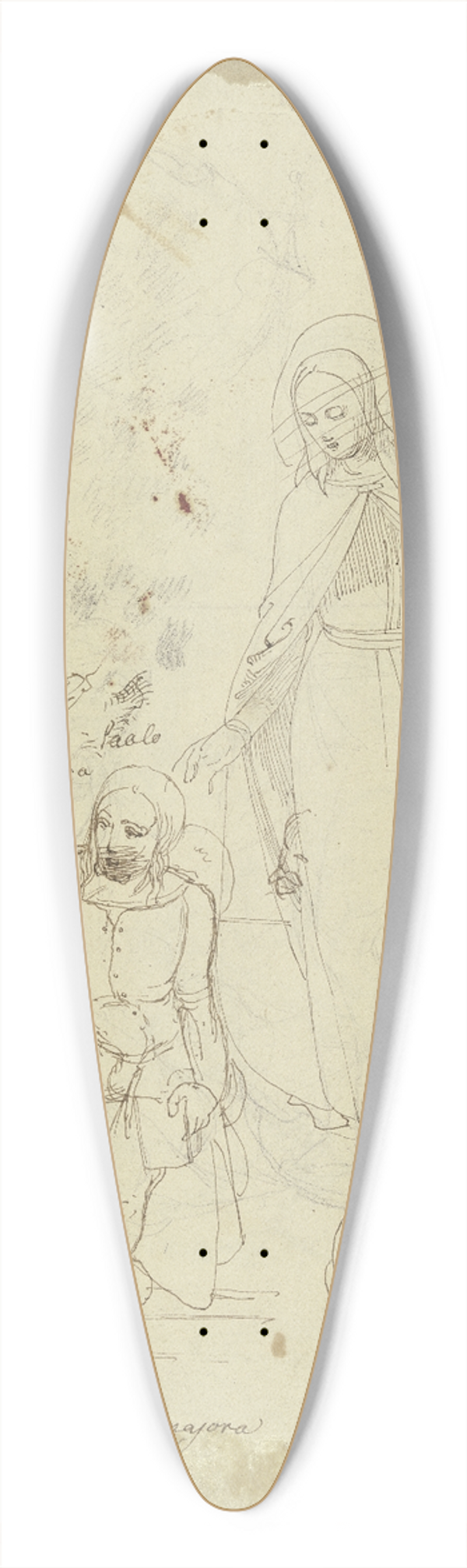 Johann Evangelist Scheffer von Leonhardshoff - Studienblatt; Figuren und Kpfe 39.3 inch art pintail longboard deck