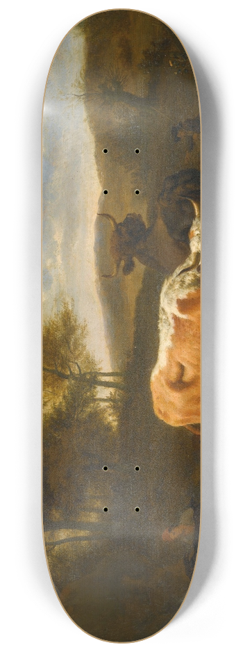 Adriaen van de Velde - Mountainous Landscape with Cows 8.25 inch art skate deck