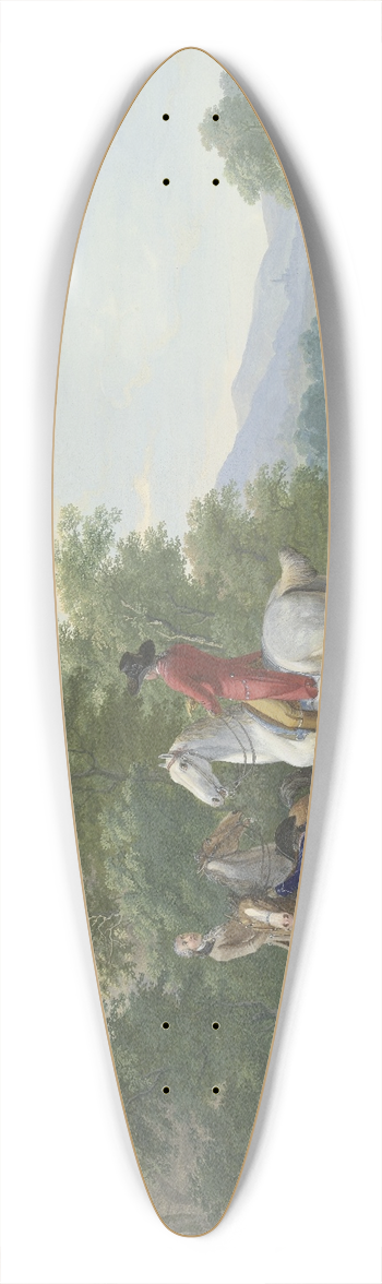 Johann Georg Pforr - Jger mit Pferden und Jagdhunden machen bei einer Ruine halt 39.3 inch art pintail longboard deck