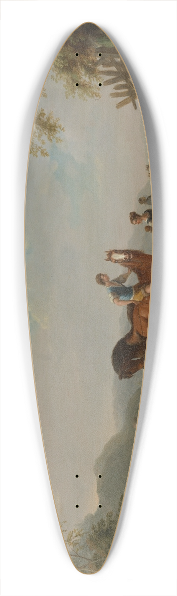 Johann Georg Pforr - Pferde an der Schwemme 39.3 inch art pintail longboard deck