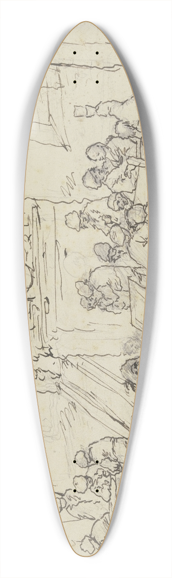 Johann Georg Trautmann - Bauernunterhaltung in einer Schenke mit einem Guckkastenmann 39.3 inch art pintail longboard deck