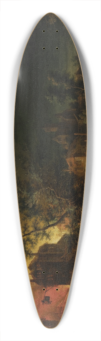 Johann Georg Trautmann - Conflagration at Night 39.3 inch art pintail longboard deck