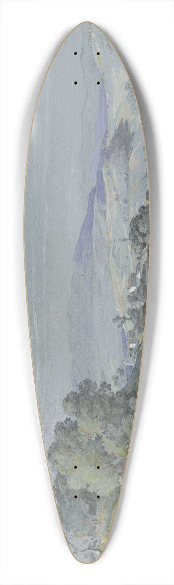 Johann Georg von Dillis - The Hills of Umbria near Perugia 39.3 inch art pintail longboard deck