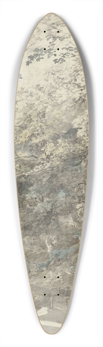 Johann Georg von Dillis - Wooded Landscape with Cows 39.3 inch art pintail longboard deck