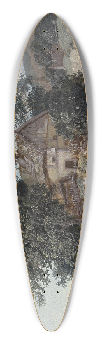 Johann Georg Wagner - Bauernhaus unter Bumen an einer Weggabelung 39.3 inch art pintail longboard deck