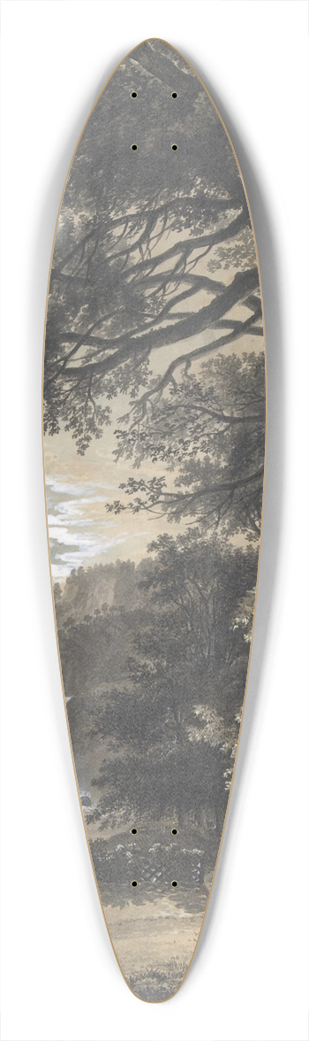 Johann Heinrich Meyer - Family Gathered Before a Monument in a Landscape with a Waterfall 39.3 inch art pintail longboard deck