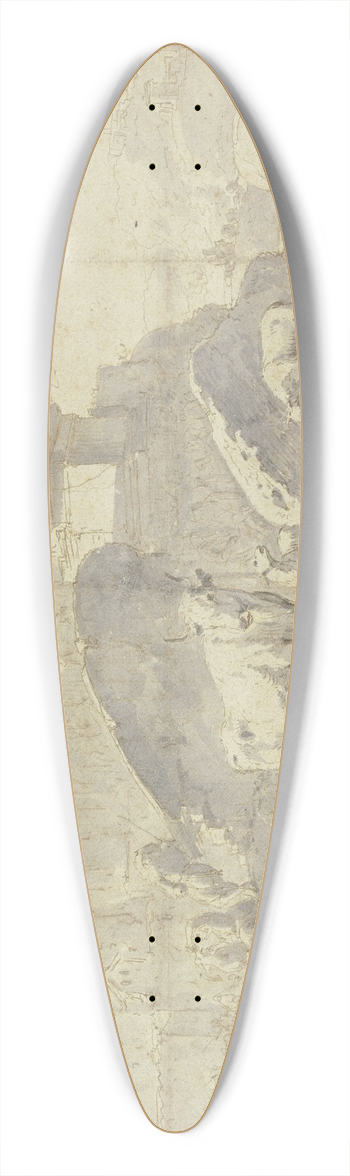 Johann Heinrich Roos - Herde von Ziegen, Schafen, Khen und Pferden in einer italienischen Berglandschaft mit Ruinen 39.3 inch art pintail longboard deck