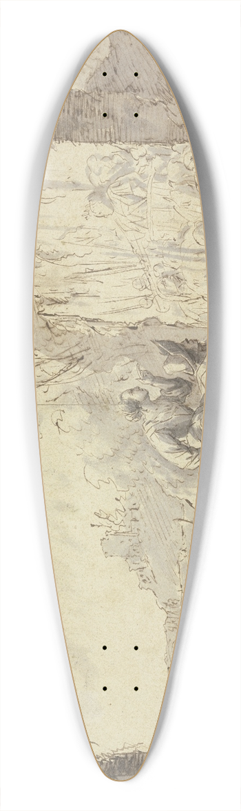 Johann Heinrich Roos - Hirtin und Hirte mit ihrer Herde in einer Ruinenlandschaft, ein antikes Fresko betrachtend 39.3 inch art pintail longboard deck