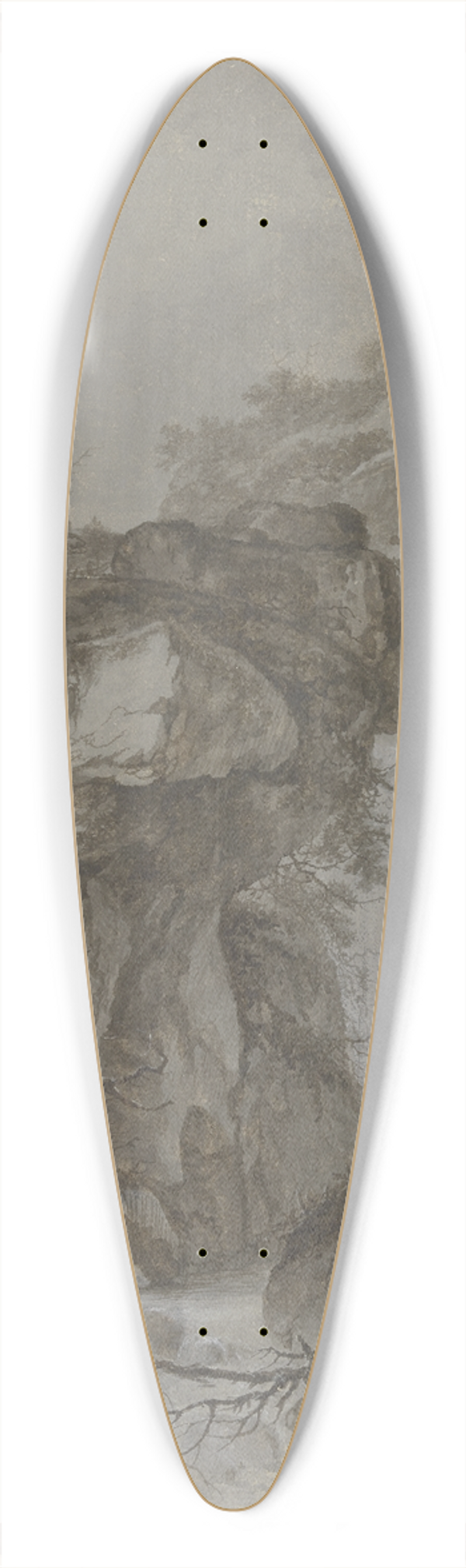 Johann Heinrich West - Gebirgsschlucht mit Wasserfall, angeblich der Handeckfall im Halital 39.3 inch art pintail longboard deck
