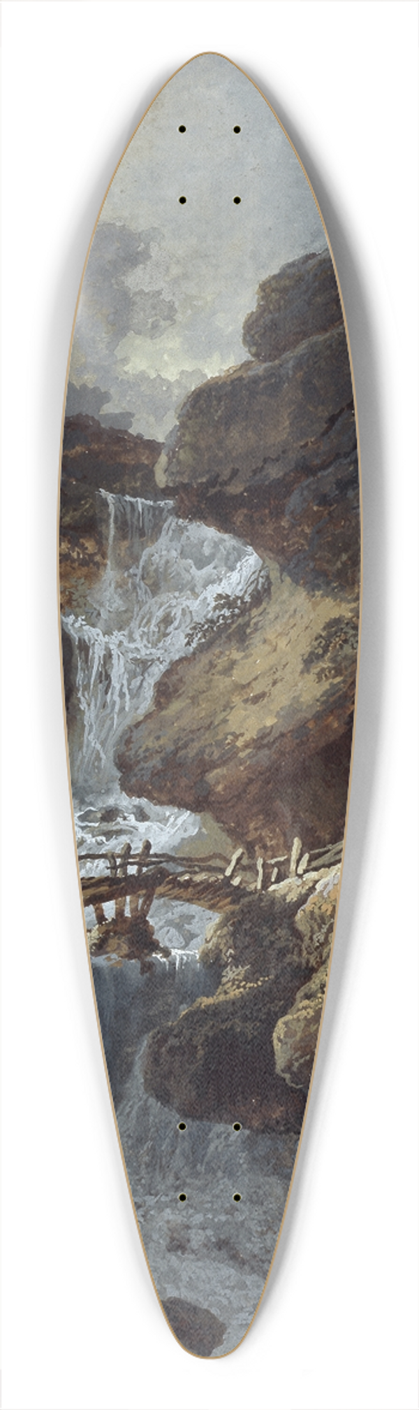 Johann Heinrich West - Wasserfall in einer Felsenschlucht bei Gewitterstimmung 39.3 inch art pintail longboard deck