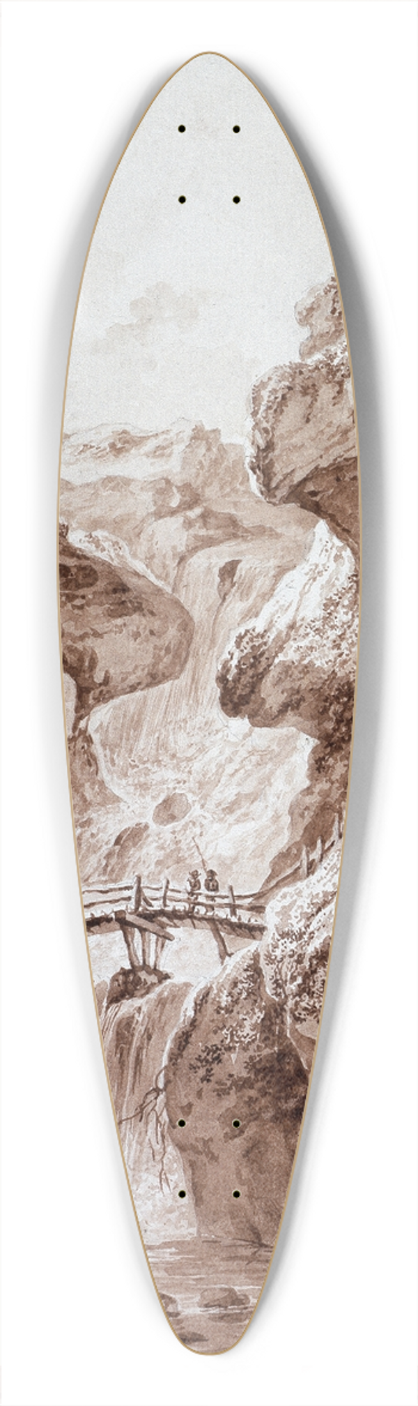 Johann Heinrich West - Wasserfall in einer Felsenschlucht 39.3 inch art pintail longboard deck