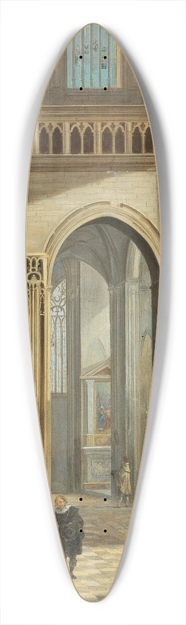 Johann Ludwig Ernst Morgenstern - A church interior with figures dressed in seventeenth-century costume 39.3 inch art pintail longboard deck
