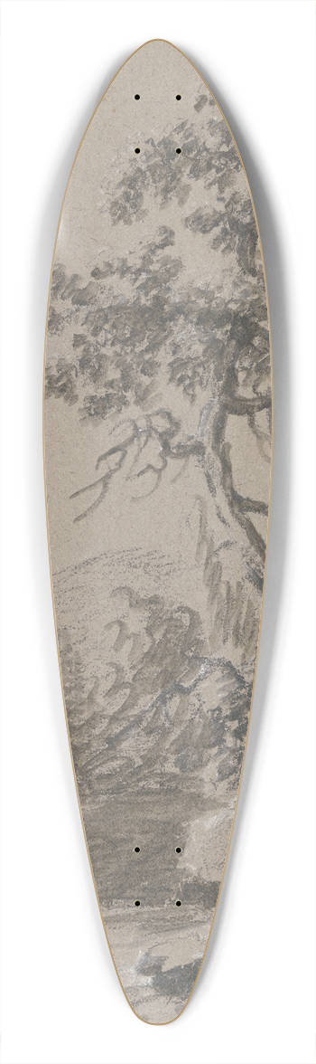 Johann Ludwig Ernst Morgenstern - Landschaft mit zwei Bumen am Wasser 39.3 inch art pintail longboard deck