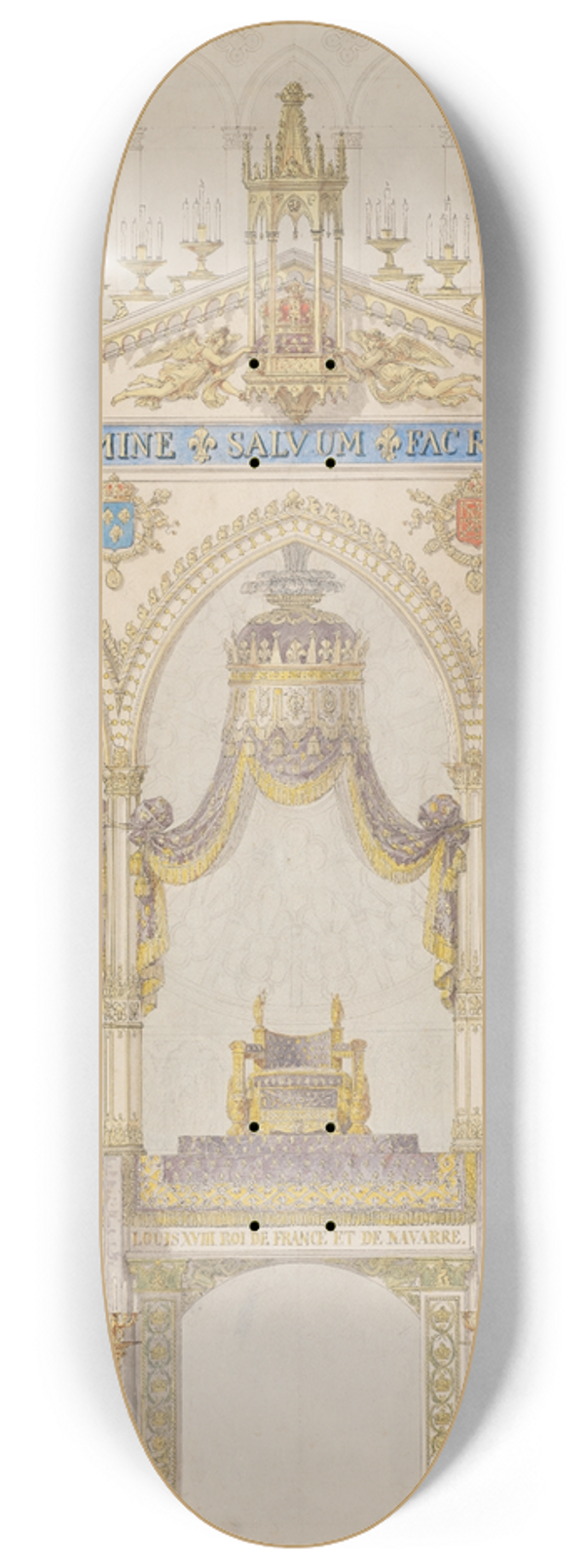 Charles Percier - Interior Elevation of Reims Cathedral with the Rood Screen and Throne for the Coronation of King Louis XVIII 8.25 inch art skate deck