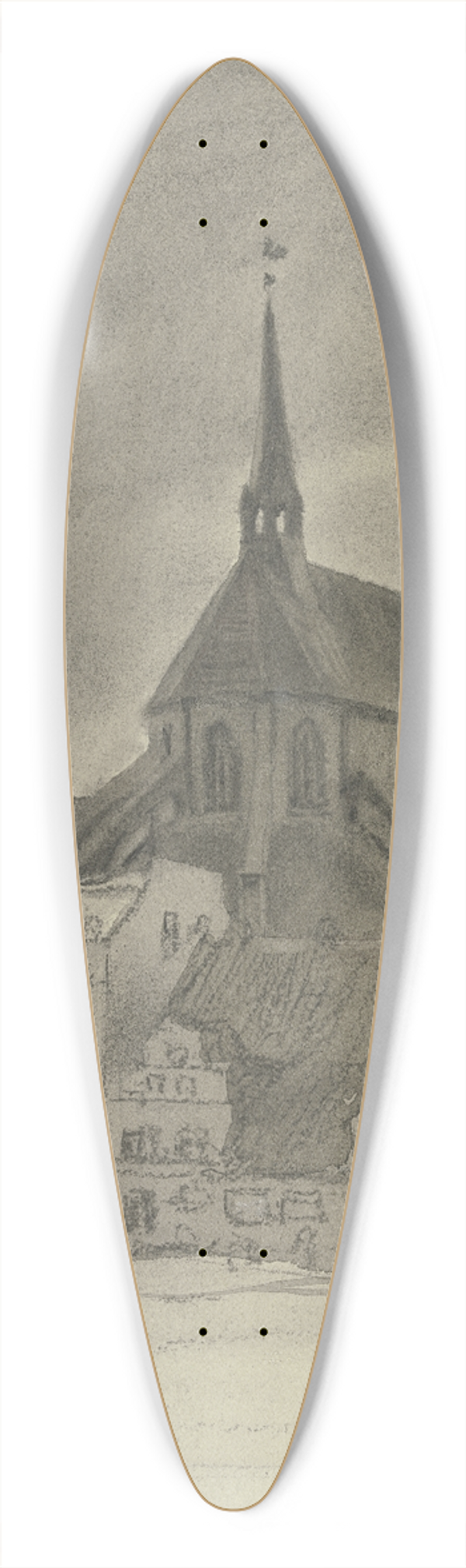 Johann Vincenz Cissarz - View of Wismar 39.3 inch art pintail longboard deck
