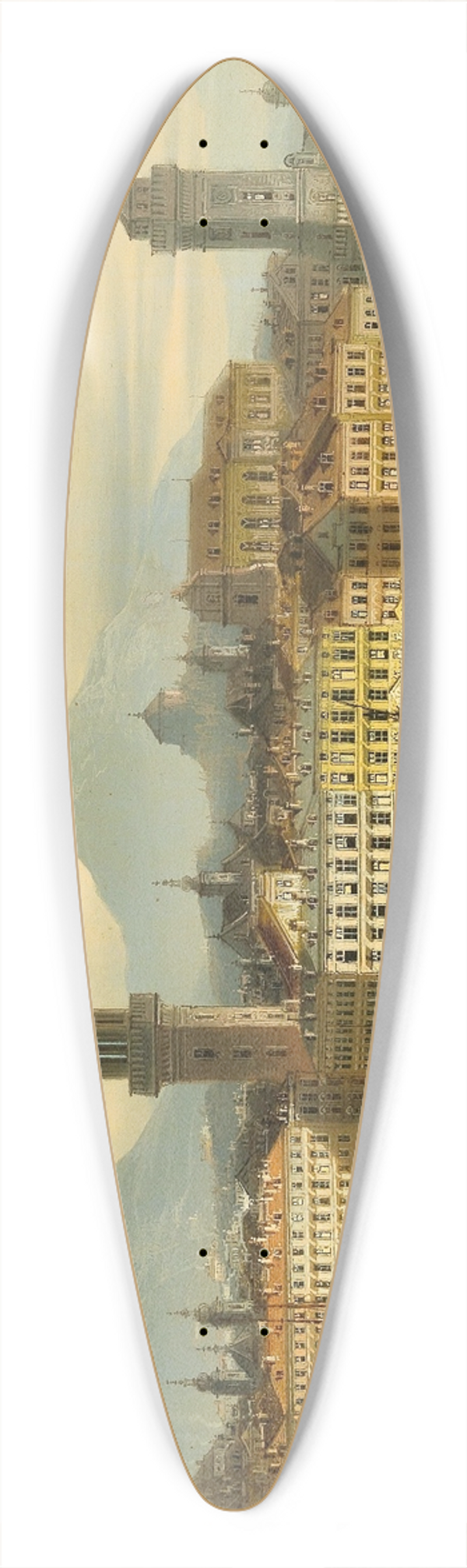 Johann Wilhelm Jankowski - View of Riva on Lake Garda 39.3 inch art pintail longboard deck