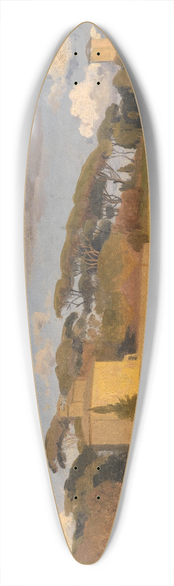 Johann Wilhelm Schirmer - Die Casina di Raffaello und ein Aussichtsturm im Park der Villa Borghese 39.3 inch art pintail longboard deck