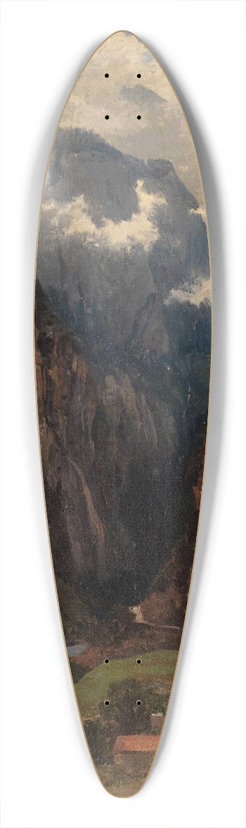 Johann Wilhelm Schirmer - Via Mala mit Kirche im Vordergrund 39.3 inch art pintail longboard deck
