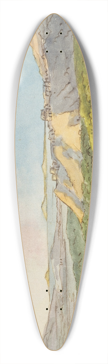 Johann Wolfgang Von Goethe - Sdliche Landschaft am Meer mit bewaldeten Hgeln und einem Gewsser im Vordergrund 39.3 inch art pintail longboard deck